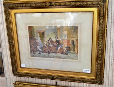 Lot 1054 - George Cattermole (1800-1868) The card players, signed and dated (18)61, watercolour, 18.5cm by...