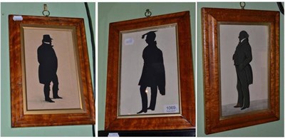 Lot 1069 - Three silhouettes of gentlemen in profile, 25.5cm by 16cm each (3)