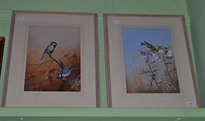 Lot 1081 - Philip Rickman (1891 -1982) ";The Farmer's Friend, Goldfinch"; and ";Great Tits"; each signed...