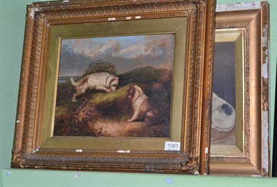 Lot 1087 - Circle of George Armfield (19th century) Two terriers at a rabbit hole, oil on canvas, together...