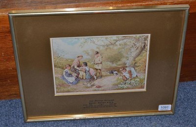 Lot 1091 - Follower of Myles Birket Foster (1825-1899), ";The Primrose Gatherers";, bears monogram,...