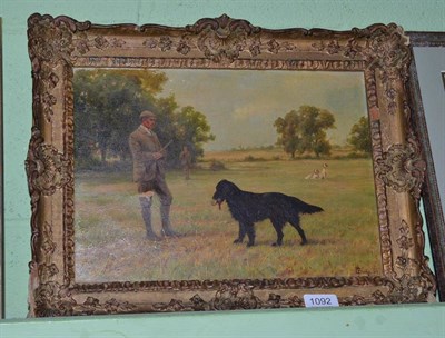 Lot 1092 - Thomas Blinks (1860-1912) A retriever at the feet of his master, signed and dated 1891, oil on...