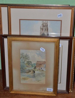 Lot 1104 - F. P. Ladbrook (later 19th century) ";Horn Castle Church, Lincolnshire"; signed and inscribed,...