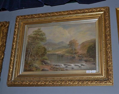 Lot 1131 - Attributed to William Henry Mander (fl.1880-1922),  A river landscape with figures, bears...