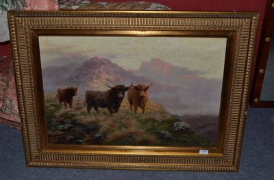 Lot 1139 - Sydney Pike (1847-1907), Highland Cattle in a Scottish Landscape, signed and dated 1863?, oil...