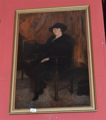 Lot 1141 - David Forrester-Wilson (1873-1950), Portrait of a lady seated, signed, and dated 1922, oil on...