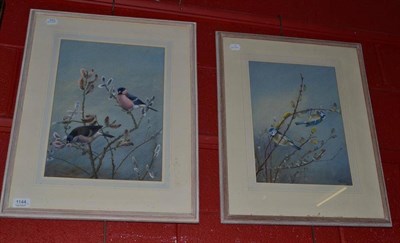 Lot 1144 - Philip Rickman (1891 -1982) Blue Tits on willow and Bullfinches on Chinese willow, each signed...