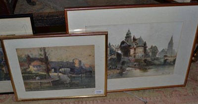 Lot 1154 - Paul Marny (1829-1914), Anxerre Burgundy, signed, watercolour, together with a watercolour by...