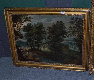 Lot 1163 - Style of Frankenthal School (18th century) Landscape with figures hunting, oil on panel, 47.5cm...