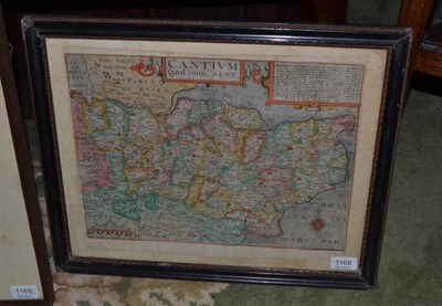 Lot 1168 - Johannes Norden, engraved map of Kent with hand colouring, 28cm by 38cm