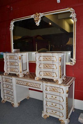 Lot 1218 - Four piece Italian white painted and gilt bedroom suite, Colombostile