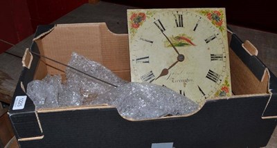 Lot 1225 - A longcase clock movement with painted dial, pendulum and weight