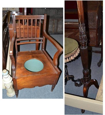 Lot 1243 - Mahogany standard lamp and commode chair