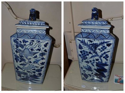 Lot 1274 - Pair of Chinese style blue and white vases, of recent date