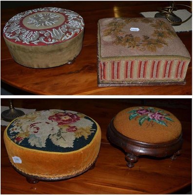 Lot 1288 - Four Victorian stools and a beaded tray