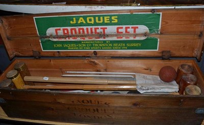 Lot 1296 - A Jaques croquet set in a pine box