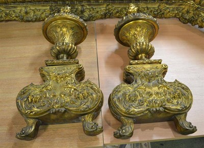 Lot 1311 - Pair of gilt metal campana shaped fireside ornaments