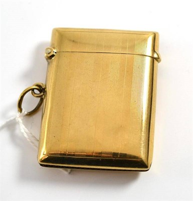 Lot 49 - A George V 9ct gold vesta case, 1924, 46mm high