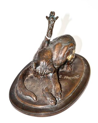 Lot 95 - Bronze figure of a cat cleaning itself after E Fremiet