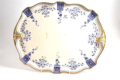 Lot 97 - # Royal Crown Derby cabaret tray, shaped serpentine outlines, foliate decoration in blue,...