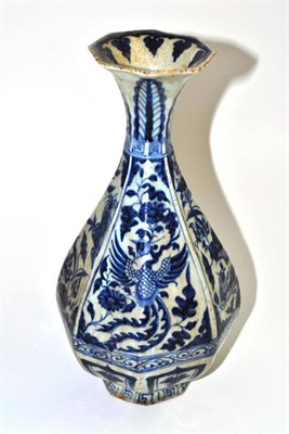 Lot 99 - A Chinese porcelain octagonal baluster vase, Yuan style, 28.5cm high
