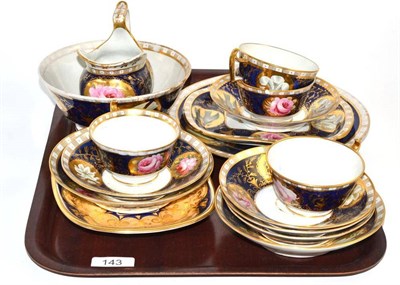 Lot 143 - Early 19th century English porcelain part tea set decorated with Prince of Wales plumes,...