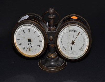 Lot 175 - ^ A desk timepiece/barometer, circa 1900, 13cm high