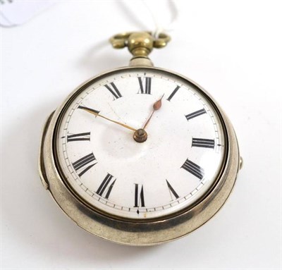 Lot 204 - A silver pair cased verge pocket watch, signed Wm Brown, London, 1808, 55mm wide