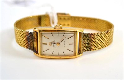 Lot 219 - # A lady's steel and plated automatic wristwatch, signed Omega, DeVille, circa 1970, 19mm by 30mm