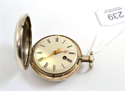 Lot 239 - A silver full hunter verge pocket watch, 1809, movement signed Chas Vincent, London, 50mm wide