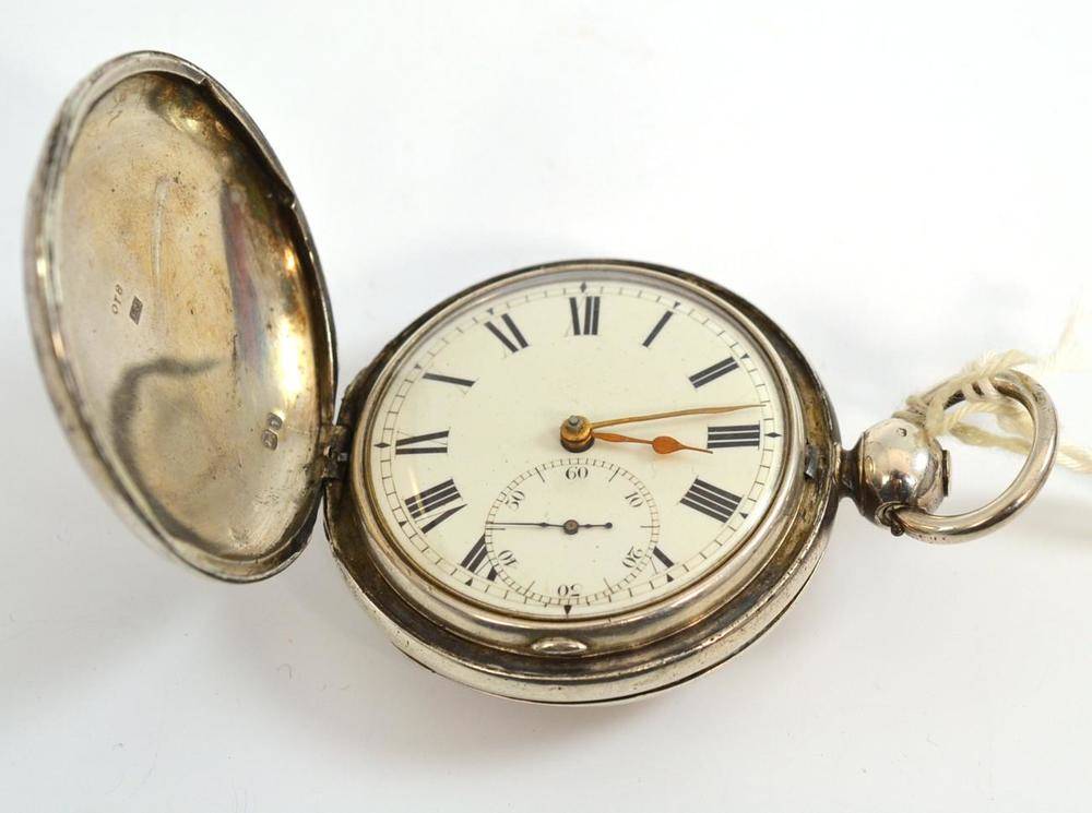 Lot 241 - A silver full hunter verge pocket watch,