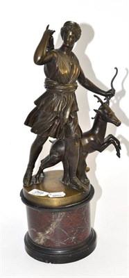 Lot 269 - A 19th century bronze figure of Diana the Huntress on revolving marble plinth, 47cm high overall