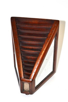 Lot 301 - A mahogany stand with mirrored panels, possibly for displaying tailors scissors, 27cm high