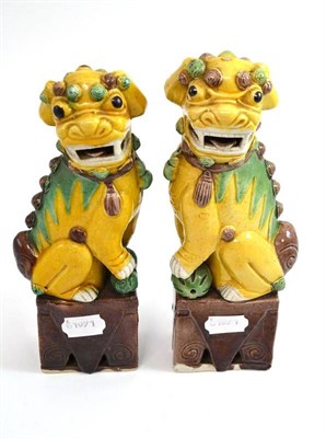 Lot 307 - Pair of Chinese famille verte porcelain Dogs of Fo, 24.5cm high