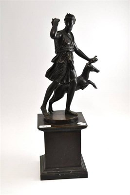 Lot 311 - A 19th century bronze figure of Diana the Huntress on square plinth, 56cm high