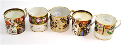 Lot 317 - A pair of Bloor Derby Japan pattern coffee cans; a Paris porcelain coffee can painted with a...