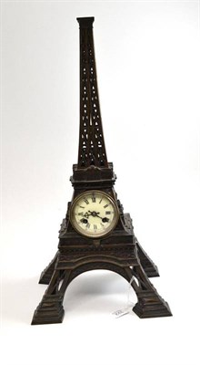 Lot 322 - A bronzed Eiffel Tower striking clock, early 20th century, 57cm high