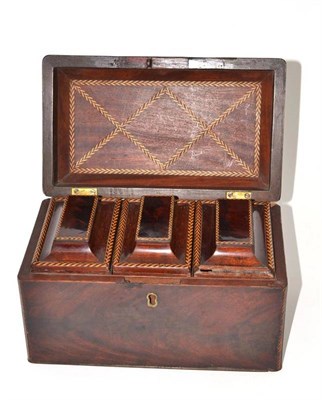 Lot 335 - Georgian inlaid mahogany tea caddy, 24cm wide