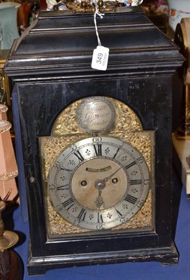 Lot 349 - An ebonised striking table clock, circa 1760, dial with a silvered plaque in the arch inscribed...