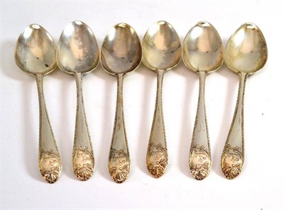 Lot 358 - A set of six George III Irish silver dessert spoons, circa 1760