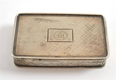 Lot 362 - A George IV silver snuff box with engine turned decoration, Birmingham 1827, 7cm wide