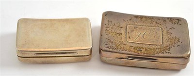 Lot 365 - A George III silver snuff box, initialled, Birmingham 1808, 6.5cm wide; and another, 5.5cm wide