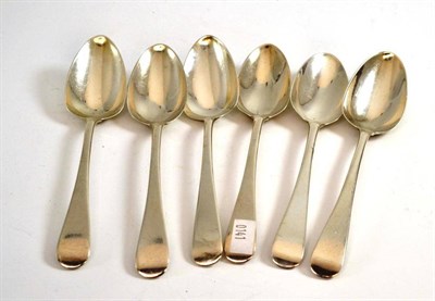 Lot 378 - # Six George III Old English pattern dessert spoons by Solomon Hougham, London 1806