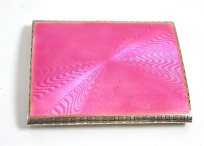 Lot 405 - A silver and pink enamel cigarette case, the interior engraved 'M W 28th Feb 1927'