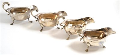 Lot 416 - # Set of four sauce boats, in George III style, by Charles Stuart Harris, London 1903, cut...