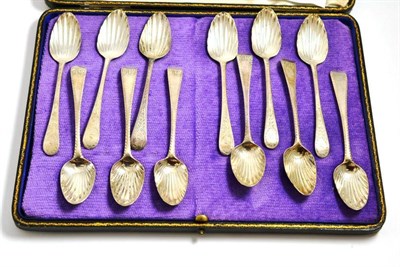 Lot 418 - A set of six George III silver teaspoons, London 1784; and six similar teaspoons, London circa...