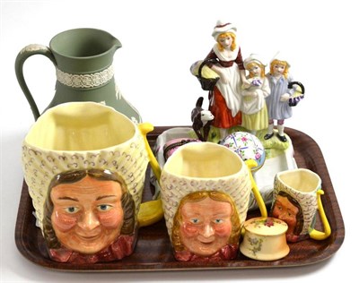 Lot 430 - A Yardley lavender figural soap dish; three character jugs; Jasperware jug; two Limoges modern...