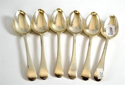 Lot 438 - # Six George III Old English pattern dessert spoons by Eley, Fearn & Chawner, London 1812