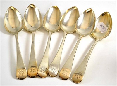 Lot 444 - A set of six George III tablespoons, London 1815