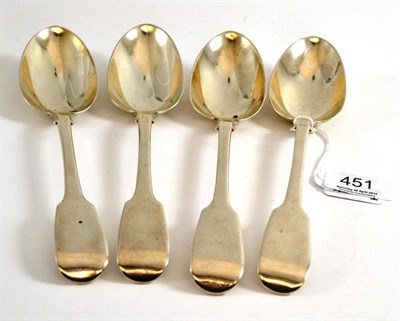 Lot 451 - Four fiddle pattern tablespoons, George Adam, 1841